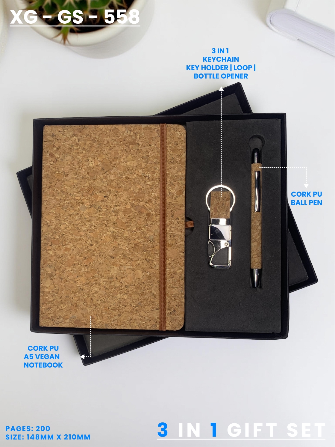 3 in 1 Gift Set (KEYCHAIN, DIARY, PEN) : XG – GS – 558