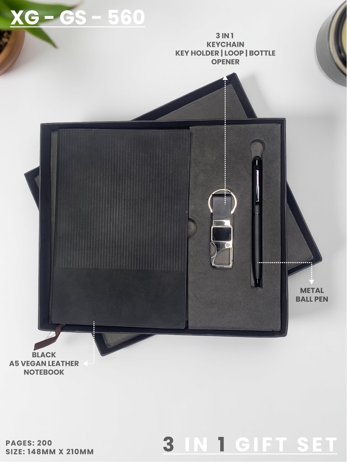3 in 1 Gift Set (KEYCHAIN, DIARY, PEN) : XG – GS -560