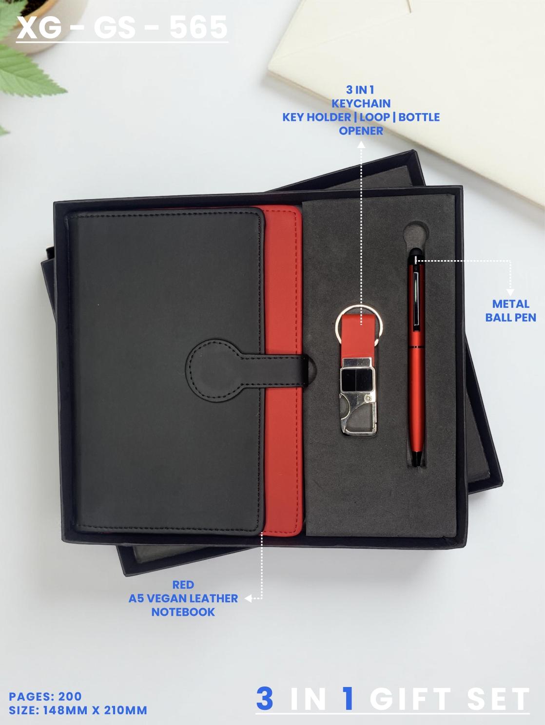 3 in 1 Gift Set (KEYCHAIN, DIARY, PEN) : XG – GS – 565