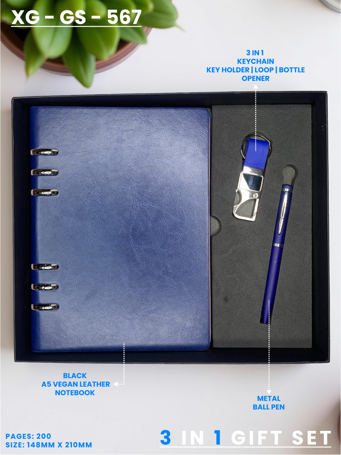 3 in 1 Gift Set (KEYCHAIN, DIARY, PEN) : XG – GS – 567