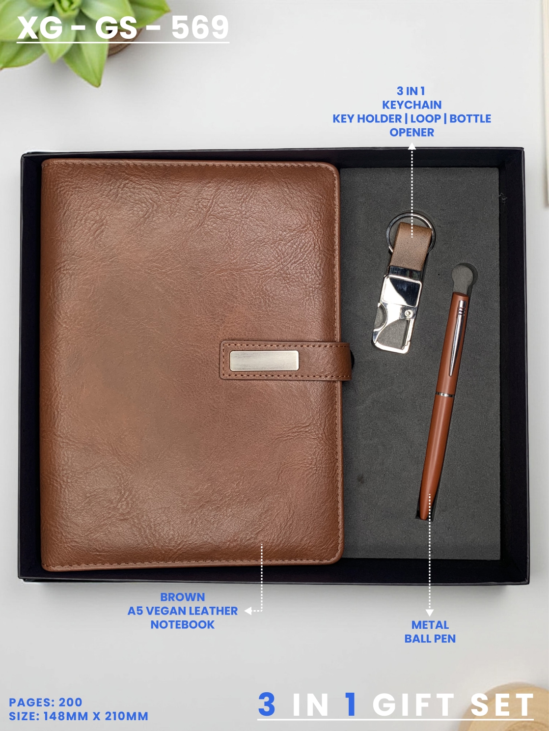 3 in 1 Gift Set (KEYCHAIN, DIARY, PEN) : XG – GS – 569