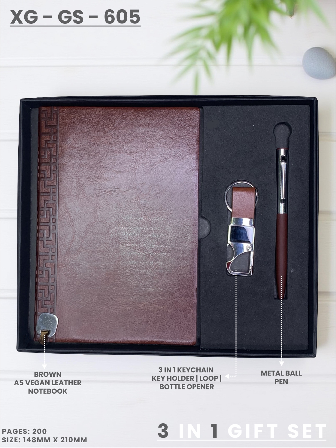 3 in 1 Gift Set (KEYCHAIN, DIARY, PEN) : XG – GS – 605