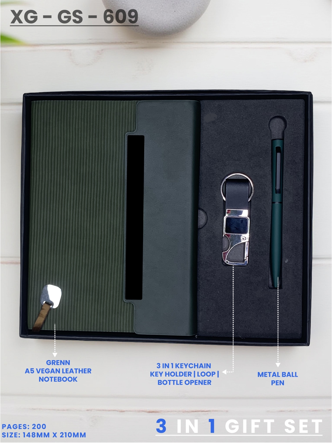 3 in 1 Gift Set (KEYCHAIN, DIARY, PEN) : XG – GS – 609