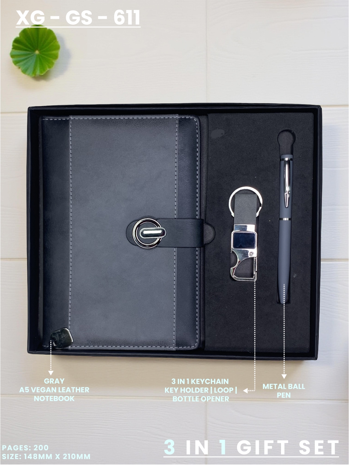 3 in 1 Gift Set (KEYCHAIN, DIARY, PEN) : XG – GS – 611