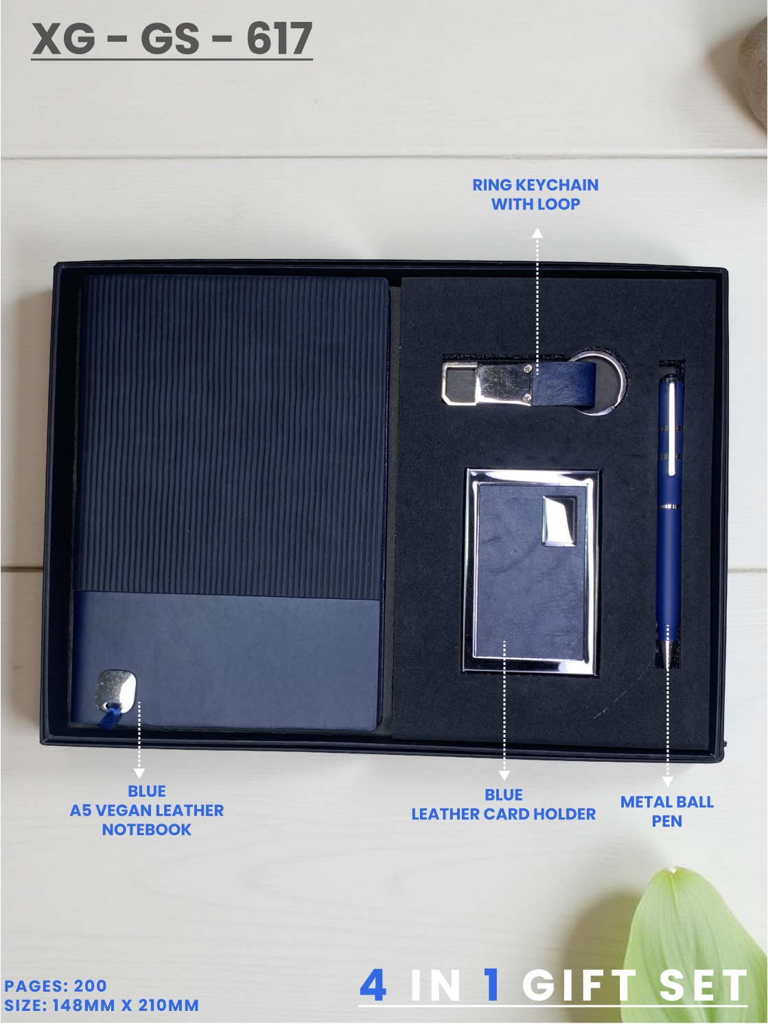 4 in 1 Gift Set ( Keychain, Card holder, Ball Pen & Notebook ) : XG – GS – 617