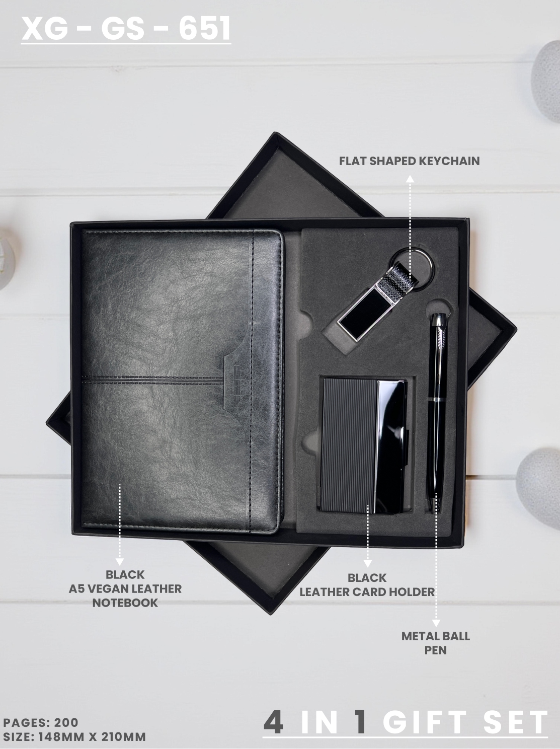 4 in 1 Gift Set ( Keychain, Card holder, Ball Pen & Notebook ) : XG – GS – 651