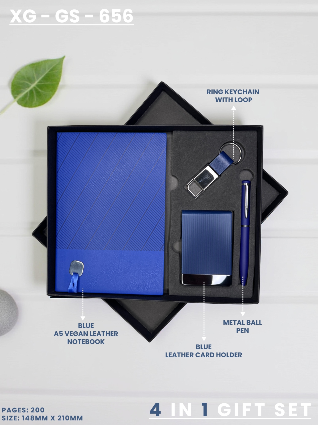 4 in 1 Gift Set ( Keychain, Card holder, Ball Pen & Notebook ) : XG – GS – 656